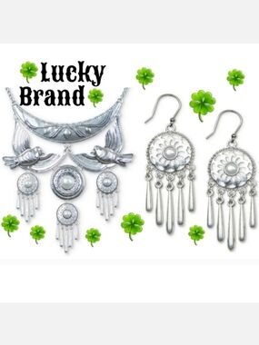 🍀Lucky Brand Bird & Pearl Statement Necklace & Earring  Set